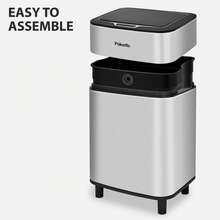 Pukomc Stainless Steel Automatic Sensor Trash Can – 10L/2.6Gal Touchless Kitchen & Bathroom Bin, Motion-Activated Lid, Odor Control, Battery-Powered (Brushed Stainless Steel)