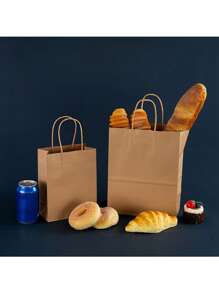 50个装带手柄棕色纸袋 - 礼品袋 - 带抽绳手柄的牛皮纸袋 - 21 X 11 X 27 厘米 - 适用于生日、婚礼、圣诞节和派对庆祝活动的牛皮纸袋