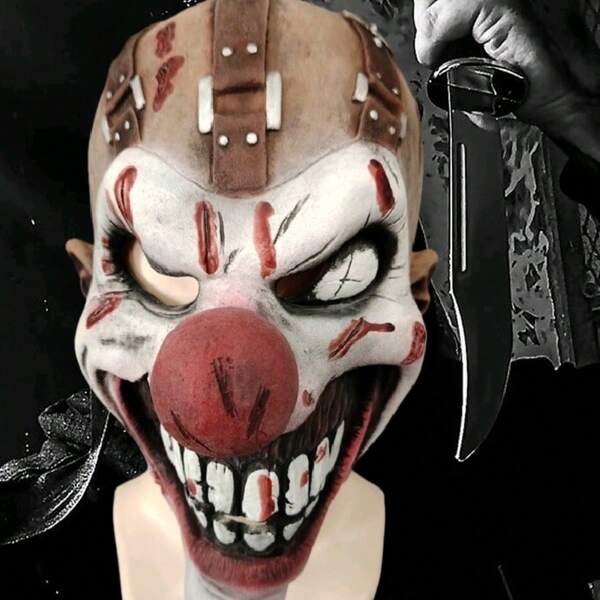 Máscara de látex aterradora de payaso con nariz roja para Halloween. Apta para deportes, Navidad, Halloween, juegos de rol, actuaciones en el escenario, fiestas de disfraces y efectos especiales. Atmósfera de escape room y casas encantadas. Como zombis, esqueletos y payasos, magos