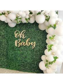 木质婴儿标志婴儿派对横幅，适用于1岁生日背景，婴儿派对标志木制镂空婴儿房装饰，婴儿派对横幅活动装饰，适用于性别揭示背景，婴儿公告