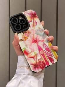 Teléfono anticaída suave con textura de vida marina rosa, X/XS XSMAX 11 12 13 14 15 16 12MINI 13MINI 16E SE4 S22 S23 S24 S25, 1 ud. - Multicolor 3 - Ver 3