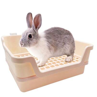 1 件装宠物专用巨型猫砂盆，防溅尿液猫砂盆，方形网底厕所用品，适用于兔子、雪貂、豚鼠