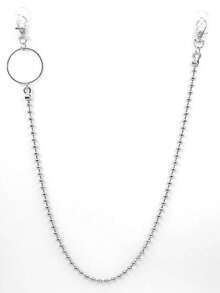 1pc Double Layer Fashion Faux Pearl Pants Chain, Minimalist & Practical Multi-Functional Summer, School Fall, Autumn, Halloween - White - View 2