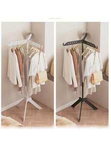 1 件 360 度可旋转折叠晾衣架 - 独立节省空间收纳架，带挂钩，耐用塑料多功能收纳，适用于卧室、厨房、阳台、室内外使用，多用途衣架，现代实用的设计