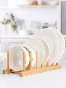 1個 木製 食器ラック 食器乾燥ラック 食器棚 キッチン収納ラック 食器干しラック ダイニング、キッチン、リビング、デスクトップオーガナイザー、キッチン用品、食器収納ラックに適しています - カーキ - チェックする 5