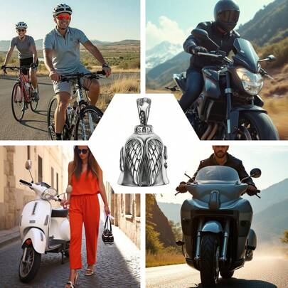 1pc Guardian Angel Motorcycle Bell Pendant, Lucky Keychain, Driving Charm, Lead-Free Brass, Bicycle Bell, Lucky Gift Accessory, Suitable For Men And Women