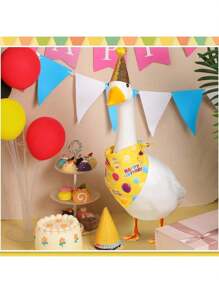 [Birthday Theme Lawn Goose Clothing] Home Party Decor Goose Costume With Glitter Hat And Happy Birthday Bandana Yard Goose Outfits Cement Plastic Goose Duck Decorations