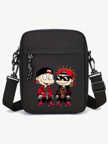 这款时尚黑色牛津布单肩包，配有可调节肩带，大容量休闲斜挎手机包，适合男士使用，饰有骷髅和玫瑰印花，是情人节、万圣节旅行者的理想礼物，也可作为帆布手提包、相机包、万圣节配饰、侧包或旅行包使用。 - 彩色 - 查看 26