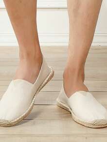 Men's Handwoven Linen Fisherman Shoes - White - View 2