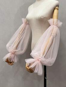 1pc Black Mesh Bubble Sleeve & 2pcs Elastic Bride Sleeve Covers Autumn Accessories