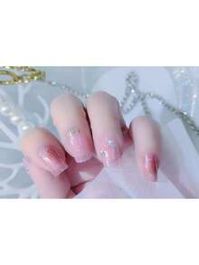 半固化凝胶指甲贴，果冻米色，16 片凝胶指甲贴，贴纸，需要紫外线照射，沙龙品质，持久