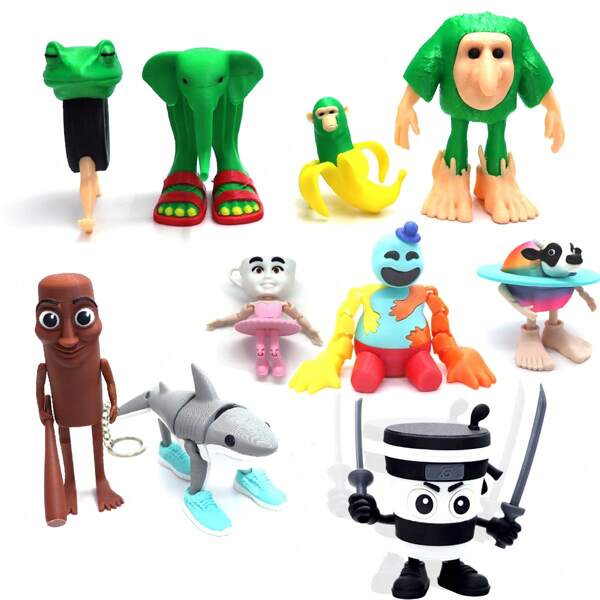 Juguetes impresos en 3D 'Tralalero Tralala', estatua impresa en 3D 'Tung Tung Tung Sahur' con articulaciones móviles, juguete antiestrés y de alivio de la ansiedad con modelo realista y divertido, decoración de regalo multicolor sensorial, decoración para el hogar, cumpleaños/aniversario/graduación/fiesta, decoración para el hogar, escritorio, coche, automóvil
