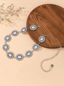 1 Peça Corrente de Cintura Vintage de Metal Texturizado com Gravura Floral Feminina de Plus Size, Combina Bem com Denim Cowboy, Adequado para Primavera, Verão, Outono e Inverno