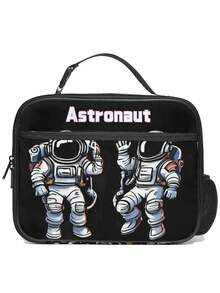 儿童时尚宇航员印花午餐袋，生动的图案设计适合儿童审美，隔热可重复使用，适合上学、野餐、短途旅行，是送给男孩的完美礼物 - 男款便當袋 - 查看 10
