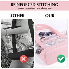 Clear Tote BagPurse Handle With Zipper For Work Plastic Transparent See Through Women-0029 - 1PackPink - View 3