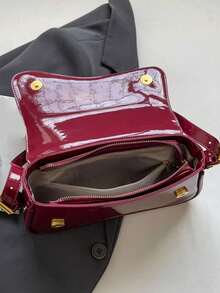 Bolso cuadrado con solapa ligero y estilo business casual minimalista para adolescentes, mujeres, estudiantes universitarios, principiantes y trabajadores de cuello blanco. Perfecto para la oficina, la universidad, el trabajo, los viajes, los eventos y las salidas. Elegante bolso burdeos de moda para mujeres. - Burdeos - Ver 7