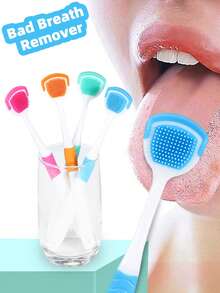Tongue Scraper Oral Hygiene Tool Instant Fresh Breath Deep Tongue Cleaning Reusable Oral Cleaning Brush Solve The Problem Of White Tongue Travel Tongue Scraper Daily Oral Care Kit - White - View 2