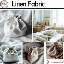 Tela de lino | Tela de lino natural | Bordado, costura | Suave, transpirable | 140 cm de ancho | 70% lino, 30% rayón | Cáñamo, yute, labor de aguja, forro (Plata, 2 yardas) - Caqui - Ver 11