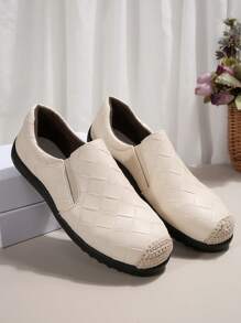 优雅的黑白女士平底鞋 - 白色 - 查看 2