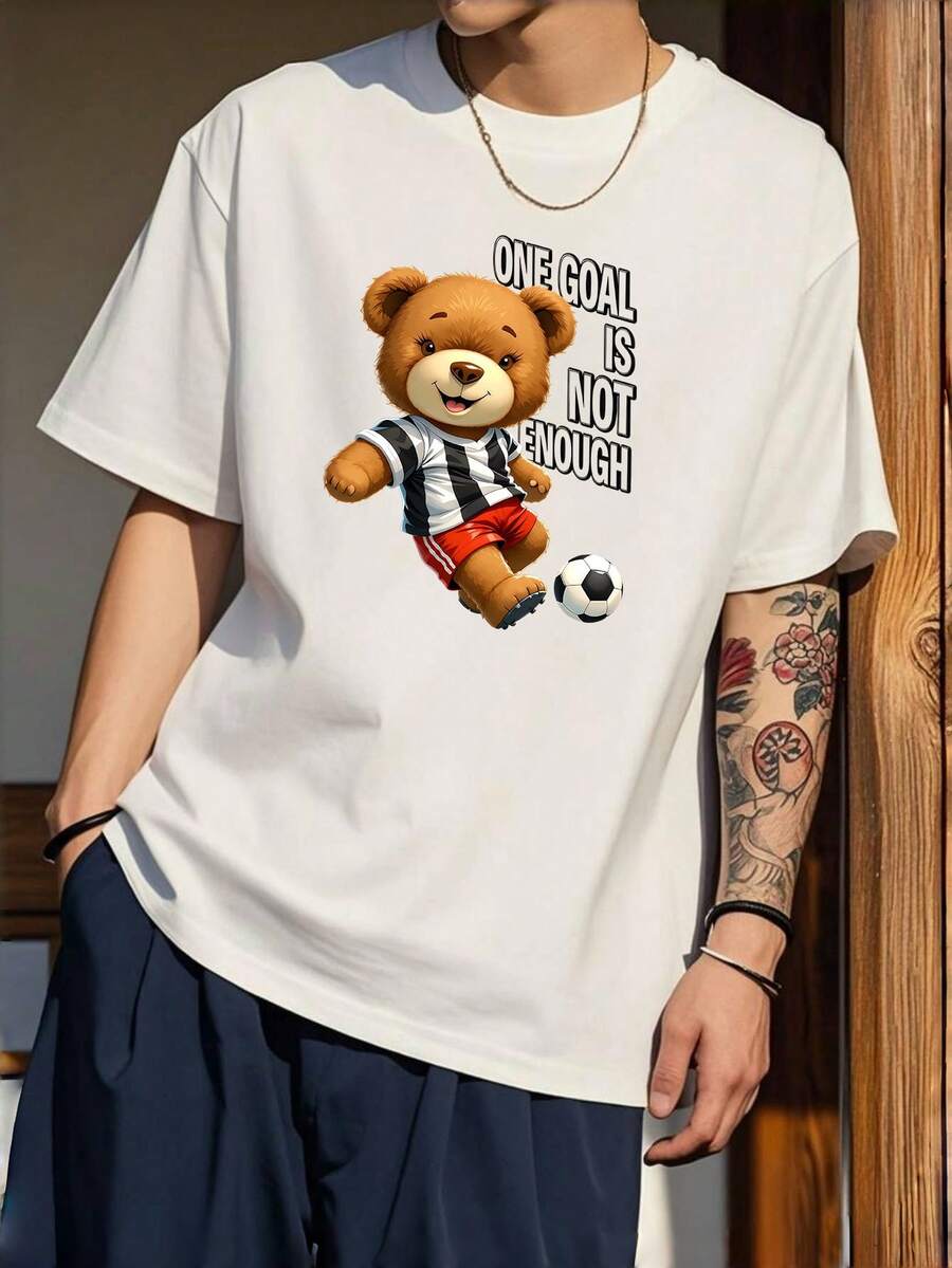 100% Cotton Unisex T-Shirt Short Sleeve Summer Vest 200g Cotton Comfortable Breathable Funny T-Shirt Men's Stylish And Casual Print Fashion Casual Outdoor Sports Fitness Tops Holiday Gift - 白色 - 查看 1