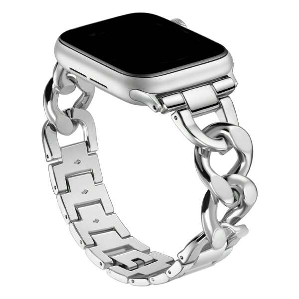 1pc Fashion Metal Metal Single Chain Smart Watch Strap,Compatible With Apple Watch Band Compatible With Apple Watch Strap Women, Compatible With Apple Watch38/40/41/42/44/45/46/49mm, Compatible With Apple Watch Series Ultra/SE/10/9/8/7/6/5/4/3/2/1,Wrist Strap Length Adjustment Is Simple And Easy To Operate ,Suitable For Gifting Friends Girlfirend