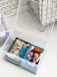 1pc Rectangular Clear Plastic Storage Box For Parts, Jewelry, Fishing Hooks, Electronic Components, Double-Lid Desktop Display