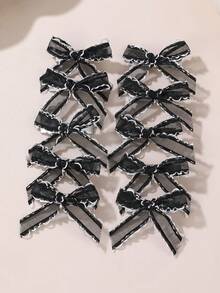 10个/套 女孩蕾丝网蝴蝶结发夹配饰 - 彩色 - 查看 11