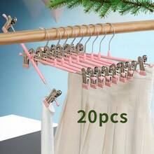 50 pezzi Grucce per pantaloni in acciaio inossidabile con fermagli regolabili, inodore e facili da usare, rastrelliera in metallo per asciugatura, gruccia per pantaloni rivestita in plastica, portapantaloni invisibile per uso domestico con fermaglio per biancheria intima, gruccia per pantaloni, abiti, sciarpe e gancio antiscivolo resistente, adatto per bagno, camera da letto, armadio, dormitorio