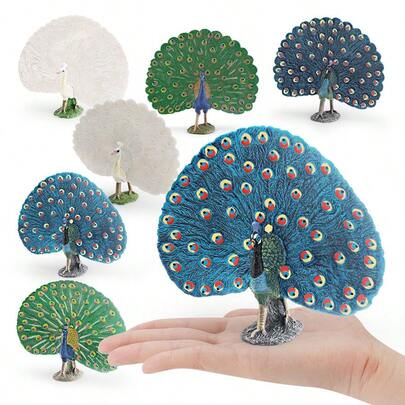 1pc Realistic Simulation Wild Bird Peacock Model Decor, Open Fan Peacock Figurine Display, Gift For Back To School, Birthday