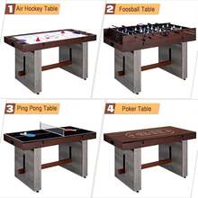 4-In-1 Combo Game Table – Foosball, Electric Air Hockey, Ping Pong & Poker, 55" Multi-Game Table For Home & Game Room Fun - Burgundy - View 3