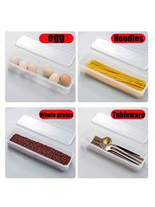 5pcs/3pcs/1pc Transparent Covered Rectangular Food Storage Boxes, Reusable Plastic Fridge Organizers To Preserve Freshness, Suitable For Scallions, Ginger, Garlic, Cilantro, Pasta, Eggs, Space-Saving And Tidy, Hand Washable, Essential Kitchen Item - Multicolor - View 11