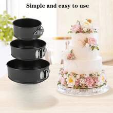 1 件/3 件圆形碳钢蛋糕模具，不粘可拆卸底部烤盘，适用于制作松饼、彩虹蛋糕、芝士蛋糕、甜点慕斯蛋糕烤盘、烤箱配件、圆形弹簧蛋糕模具，适用于厨房用品、厨房烤盘、万圣节/亡灵节、圣诞节蛋糕烘焙工具 - 可重复使用烤盘 - 彩色 - 查看 11