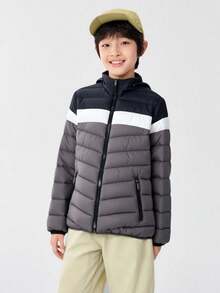 Chaqueta Para Niños Con Capucha Acolchonada, Ultraligera y Comoda SMILE KIDS - Gris - Ver 1