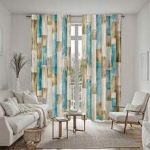 2pcs/Set Nordic Style Simple Wood Pattern Door Curtain, Lightweight And Ventilated, Suitable For Cozy Bedrooms, Chic Offices, Fashionable Kitchens, Warm Living Rooms, And Peaceful Study Rooms