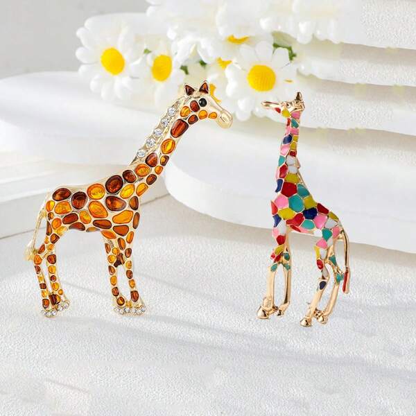 1 pieza Broche de aleación de zinc con diseño de jirafa adorable, pasador decorativo casual para bolso, sombrero, adecuado para accesorios DIY, mochila de uso diario para la escuela, la oficina, camisas, chaquetas, joyería, ropa de Navidad, Halloween, regalos divertidos para maestros, accesorios de disfraz, encantos para bolsos