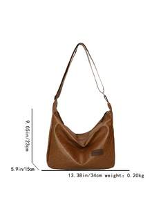 Retro Large Capacity Shoulder Bag For Women, Versatile Soft Plain Color Underarm Bag - Khaki - View 3