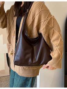 Large Shoulder Tote Bag For Women, Fashion Design Stylish Handbag - Chocolate Brown - View 5