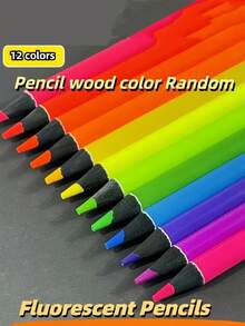 12 支油性彩色铅笔套装，学生和儿童绘画和着色铅笔，返校礼物 - 彩色 - 查看 1