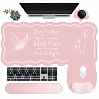 4CS New Mouse Pad With Wrist Rest, Large Mouse Pad, Ergonomic Gaming Desk Pad Keyboard Wrist Rest Set, 4-In-1 Desk Mat Keyboard Mat For Home, Office