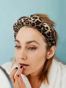 1pc Leopard Print Headband, Sponge Spa Headband, Soft Towel Fabric Hair Hoop For Washing Face, Skincare, Makeup Removal, Hairband Headband For Women ,Hair Accessories, Diadema