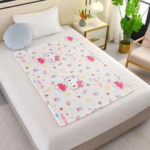Sanrio Sanrio Hello Kitty Flannel Throw Blanket - Contemporary Style, All Seasons Cozy Knitted Polyester, Digital Print, Multipurpose, Soft Texture, Machine Washable, 200-250gsm