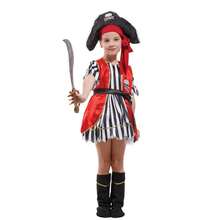 Girl Pirate Captain Cosplay Set Halloween Christmas Stage Performance Dress Children's Caribbean Pirate Dress - Red - View 2
