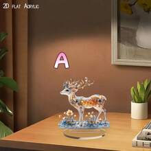 1pc MAHUNIYA Bohemian Acrylic Reindeer Decor Ornament, Christmas Theme Desktop Decoration, Multi-Purpose Animal Figurine, Suitable For Home, Office, Bookstore - Christmas Gift