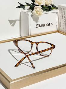 1 件女士简约塑料方形眼镜，甜美经典百搭学院风，适合日常佩戴