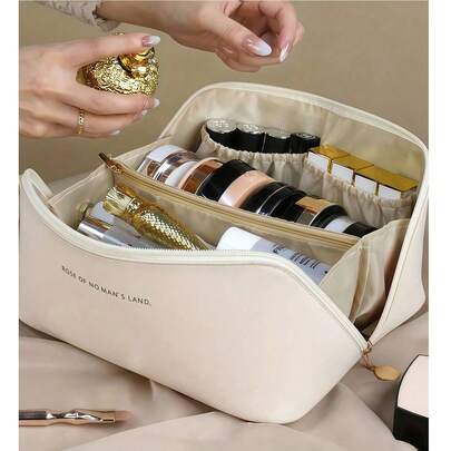 多功能旅行化妆包，化妆刷收纳包，洗漱包，化妆袋，手提包，大容量行李包，护肤品收纳包，适用于收纳口红、化妆刷、化妆笔、眼影、镜子、眼线笔、唇彩、护肤品、牙刷、杯子、香皂、洗发水、梳子、手表、手机、项链、首饰等，是送给女性的礼物，也是圣诞礼物和送礼佳品。