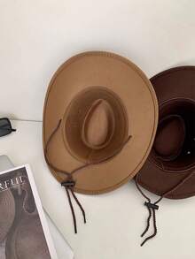 Chapéu de cowboy estilo faroeste (1 peça), ideal para Natal, festas natalinas, Halloween, Dia dos Namorados, Carnaval, passeios a dois, caminhadas, com cordão trançado exclusivo, aba larga e curva, perfeito para cavalgadas e férias.