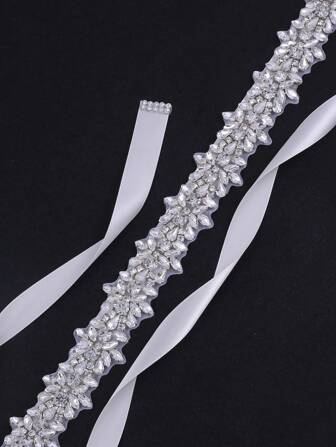 1pc 3cm Rhinestone Embellished Elegant Bridal Waist Belt, Versatile & Fashionable