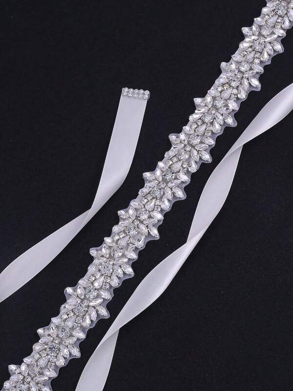 1pc 3cm Rhinestone Embellished Elegant Bridal Waist Belt, Versatile & Fashionable