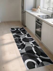 1pc Modern Minimalist Black Area Rug, Washable Non-Slip, 850g/M² For Living Room Bedroom Kitchen Office Entryway