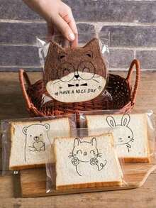 100 Reusable Clear Sandwich Bags- Food Storage,Vacuum Sealing, Kitchen Organization - Cat Expressions - View 3